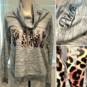PINK VS Cowlneck Leopard Print Sweatshirt (Large)